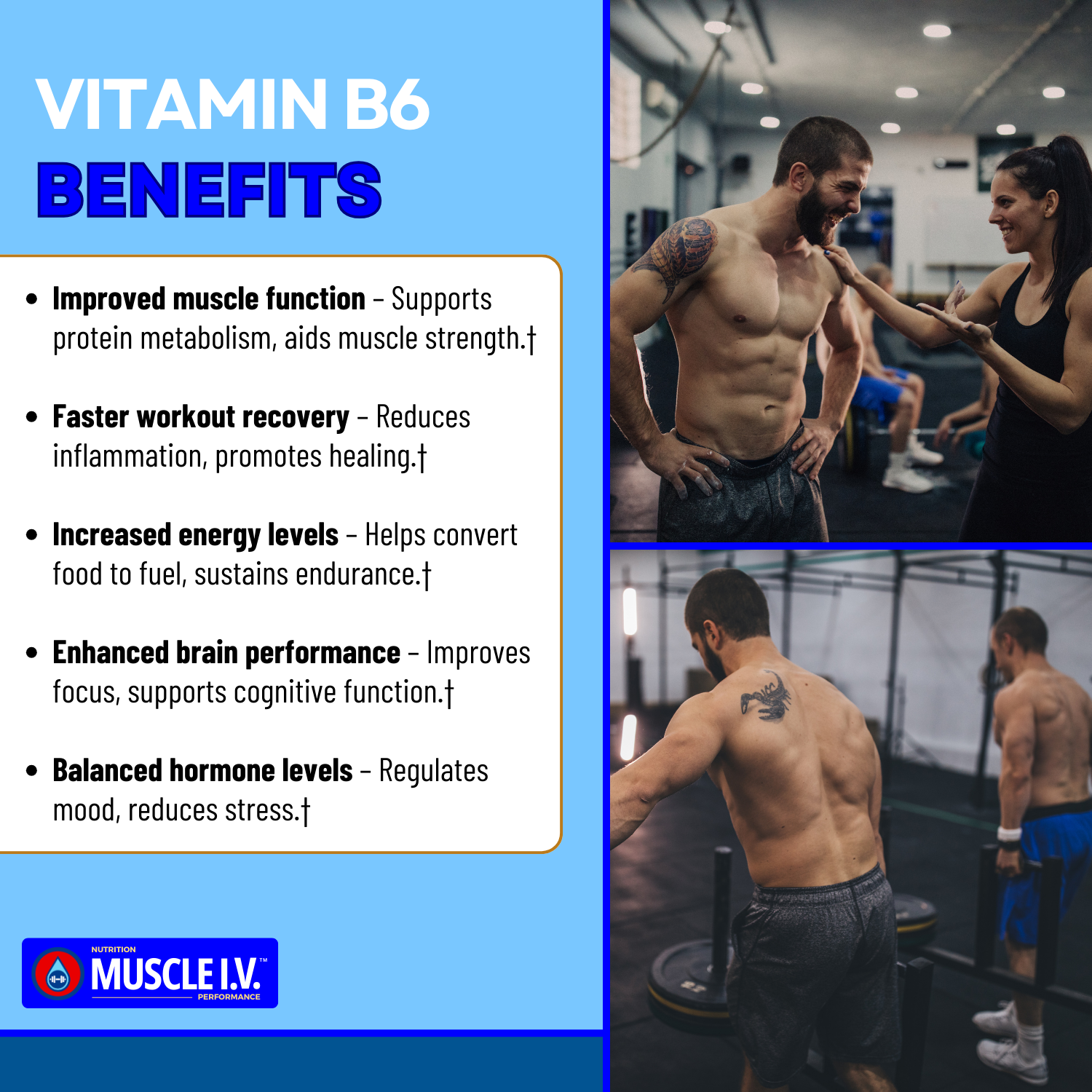 MUSCLE I.V.™ Hydration Electrolyte Performance Drink Mix Powder Packets Watermelon Peach flavor 16 Servings Vitamin B6 with CrossFit athletes